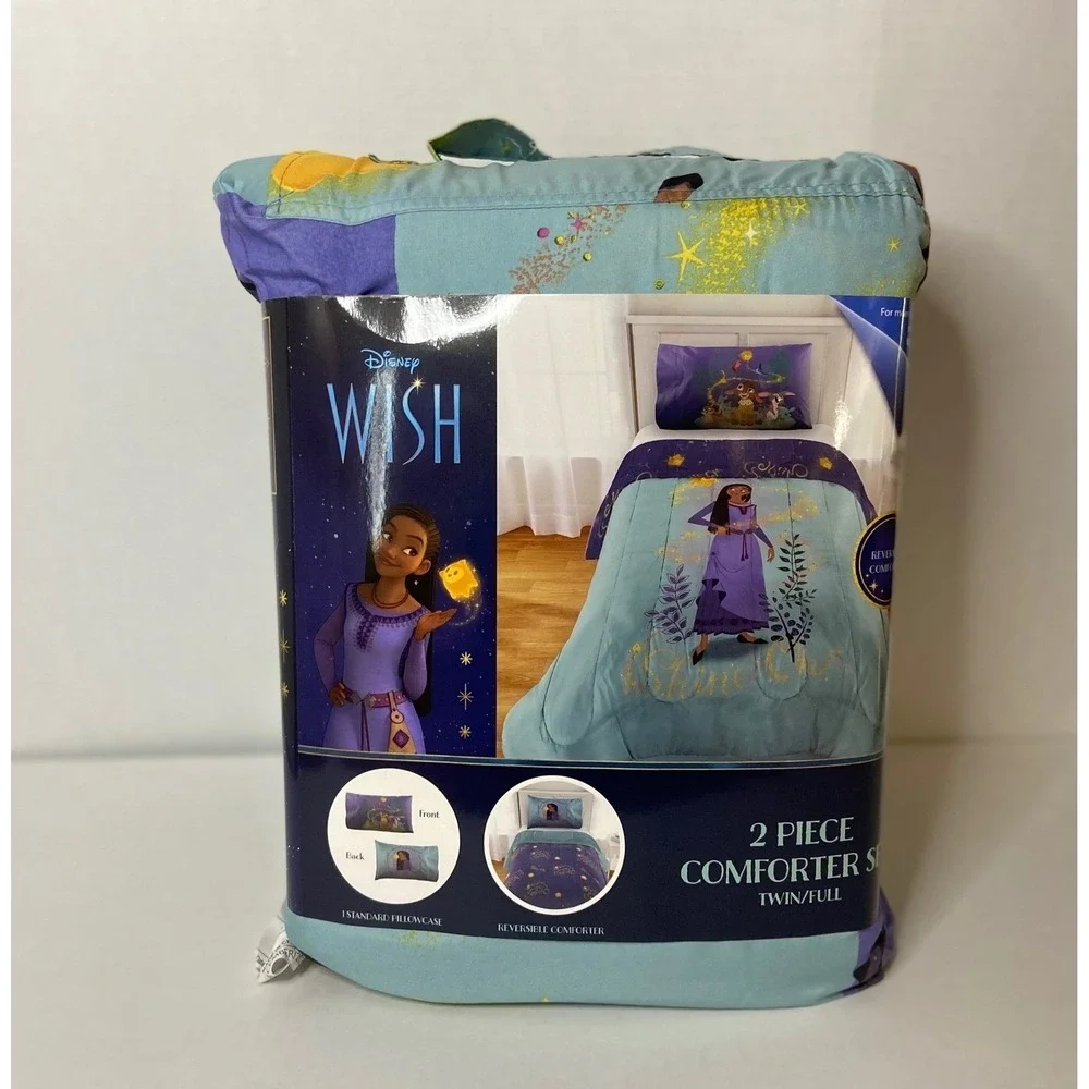 Disney Wish 2 Piece‎ Reversible Comforter Set Twin Full Asha Star Bedding Blue